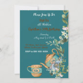 Vintag Teekanne Blumenbeete Nachmittag Teatro Hohe Einladung (Vorderseite)