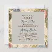 Vintag Teekanne Flora Brautparty Tee Party Einladung (Rückseite)