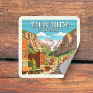 Vintag Telluride Colorado Quadratischer Aufkleber