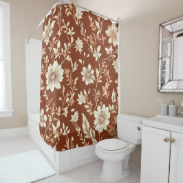 Vintag Terracotta Seamless Boho Blumenmuster Duschvorhang