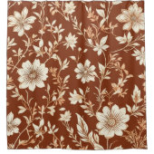 Vintag Terracotta Seamless Boho Blumenmuster Duschvorhang (Vorderseite)