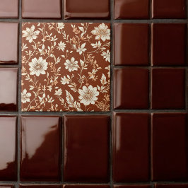 Vintag Terracotta Seamless Boho Blumenmuster Fliese