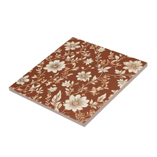 Vintag Terracotta Seamless Boho Blumenmuster Fliese (Seite)