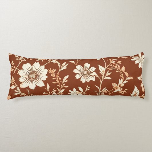 Vintag Terracotta Seamless Boho Blumenmuster Seitenschläferkissen (Vorderseite)