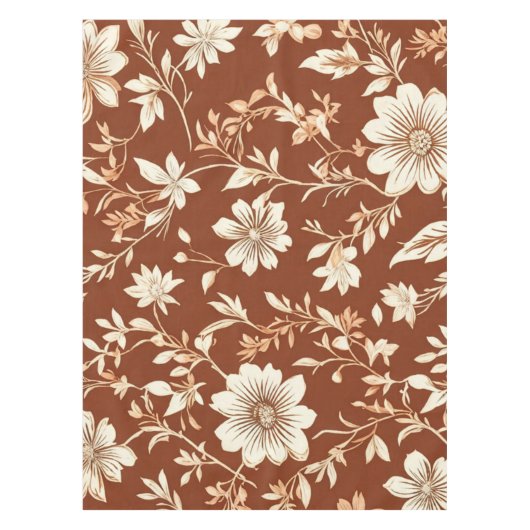 Vintag Terracotta Seamless Boho Blumenmuster Tischdecke (Vorderseite)