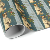 Vintag Terrier mit Holly Geschenkpapier (Rolleneckpunkt)