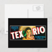 Vintag-Tex-Rio-Tomaten-Label Postkarte (Vorne/Hinten)