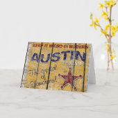 Vintag Texas - Austin Grußkarte Karte (Gelbe Blume)