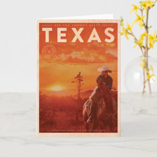 Vintag Texas Cowboy Travel Karte (Gelbe Blume)