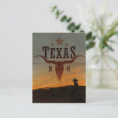 Vintag Texas Cowboy Travel Postcard Postkarte (Stehend Vorderseite)
