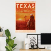 Vintag Texas Cowboy Travel Poster (Heimbüro)