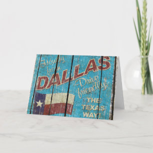 Vintag Texas - Grußkarte von Dallas Karte