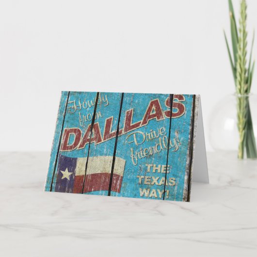 Vintag Texas - Grußkarte von Dallas Karte (Vorderseite)