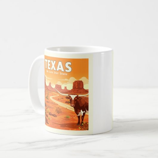 Vintag Texas Kaffeetasse (Vorderseite Links)