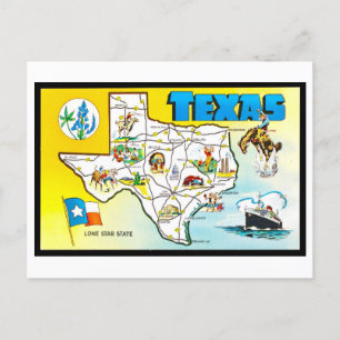 Vintag Texas Map Postcard Postkarte