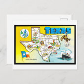Vintag Texas Map Postcard Postkarte (Vorne/Hinten)