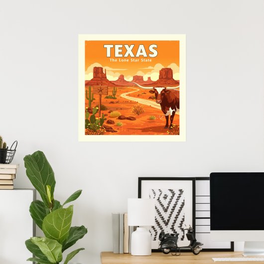 Vintag Texas Poster (Heimbüro)