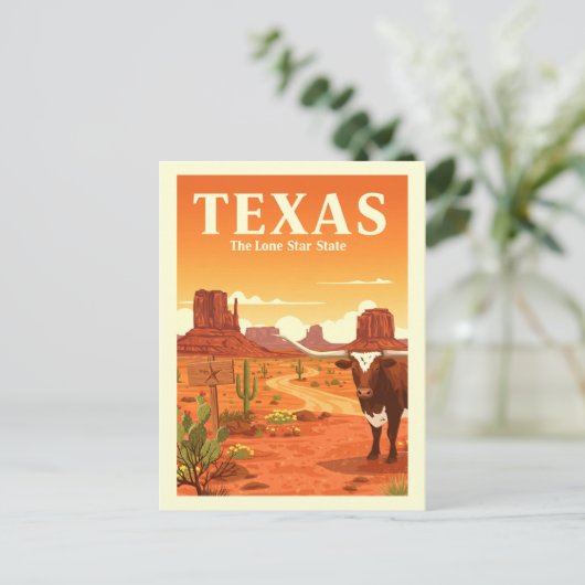 Vintag Texas Postkarte (Stehend Vorderseite)