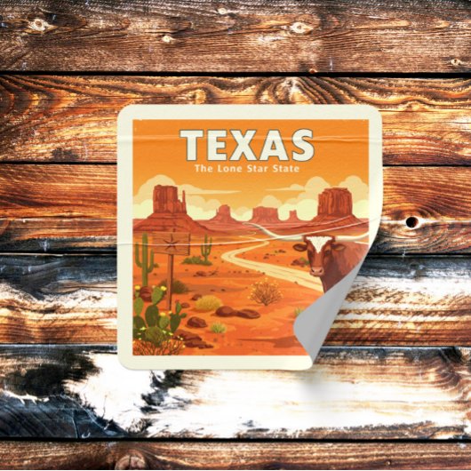 Vintag Texas Quadratischer Aufkleber