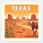 Vintag Texas Quadratischer Aufkleber (Vorderseite)