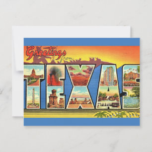Vintag Texas Staat Gruß Postkarte