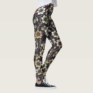 Vintag texturierte Anemone Floral Hintergrund Leggings