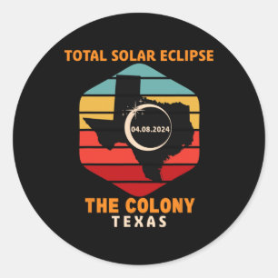 Vintag The Colony Texas Total Solar Eclipse 2024 Runder Aufkleber