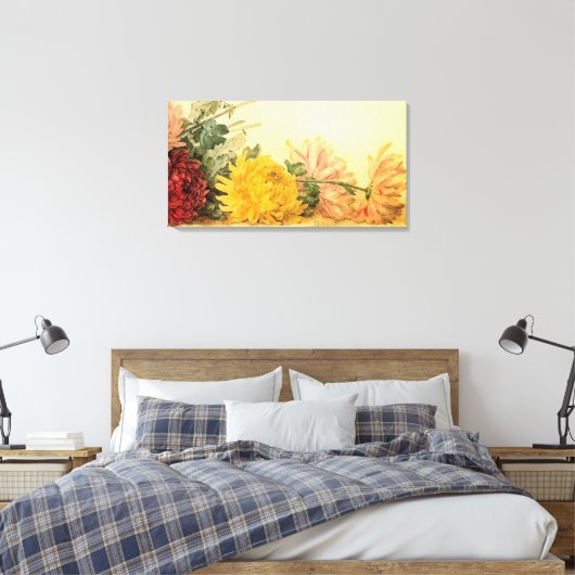 Vintag "The Study of Chrysanthemums" Leinwanddruck (Insitu (Schlafzimmer))