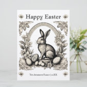 Vintag Themed Ostersonnige Personalisierte Begrüßu Feiertagskarte (Stehend Vorderseite)