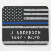 Vintag Thin Blue Line Personalisierter Polizeibeam Mousepad (Vorne)