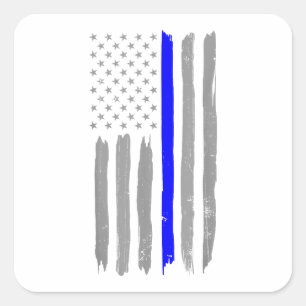 Vintag Thin Blue Line Shirt Police Support USA Fl Quadratischer Aufkleber