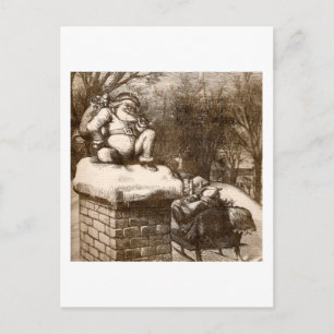 Vintag Thomas Nash Harpers wöchentlich 1865 Santa Feiertagspostkarte