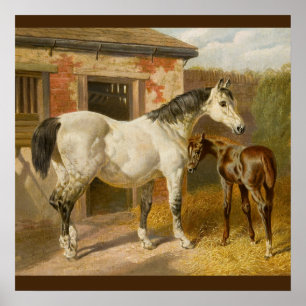 Vintag Thoroughbred Mare and Foal Poster