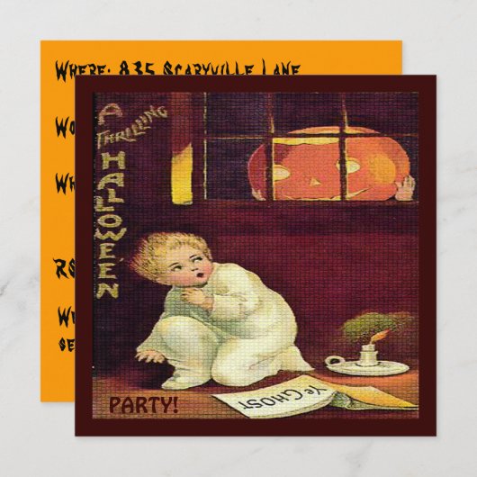 Vintag Thrilling Halloween Einladung (Vorne/Hinten)