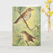 Vintag Thrushes Grußkarte Karte (Gelbe Blume)