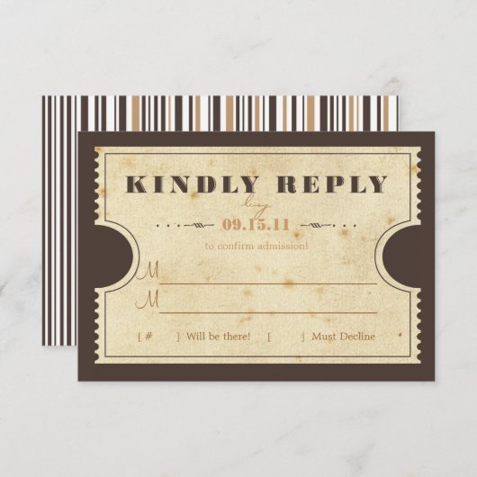 Vintag Ticket UAWG RSVP Karte (Vorne/Hinten)