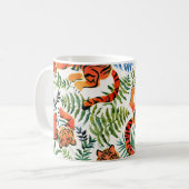 Vintag Tiger Dschungel Wasserfarbe Kaffeetasse (Vorderseite Links)