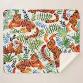 Vintag Tiger Dschungel Wasserfarbe Sherpadecke (Vorderseite (Horizontal))
