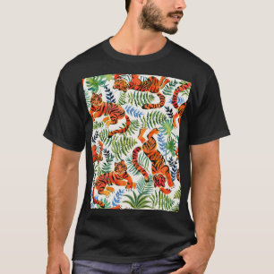 Vintag Tiger Dschungel Wasserfarbe T-Shirt