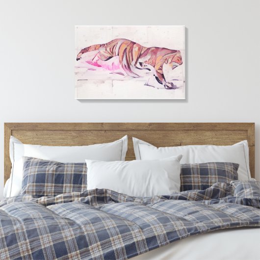 Vintag Tiger Leinwanddruck (Insitu (Schlafzimmer))