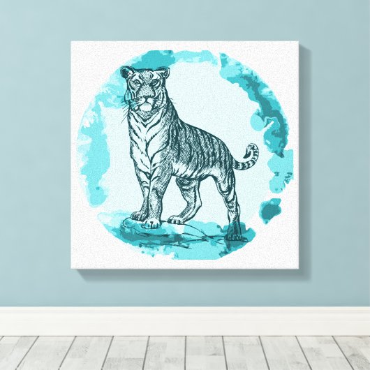 Vintag Tiger Leinwanddruck (Insitu (Holzboden))