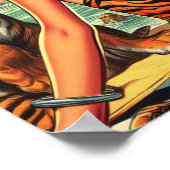 Vintag Tiger Print Girl Poster (Ecke)