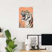 Vintag Tiger Roar Animal Wildlife Nature Aestheti Poster (Heimbüro)
