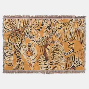 Vintag Tiger Safari Wildlife Pattern Decke