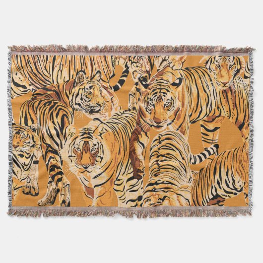 Vintag Tiger Safari Wildlife Pattern Decke (Vorderseite)