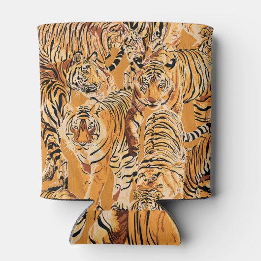 Vintag Tiger Safari Wildlife Pattern Dosenkühler (Rückseite)