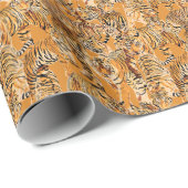 Vintag Tiger Safari Wildlife Pattern Geschenkpapier (Rolleneckpunkt)