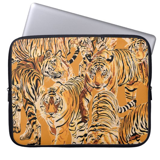 Vintag Tiger Safari Wildlife Pattern Laptopschutzhülle (Vorderseite)