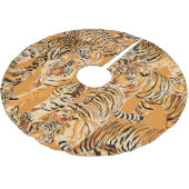 Vintag Tiger Safari Wildlife Pattern Polyester Weihnachtsbaumdecke (Schrägansicht)