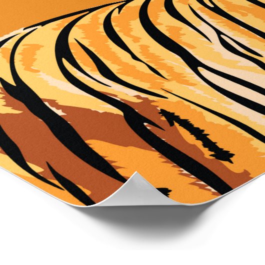 Vintag Tiger Safari Wildlife Pattern Poster (Ecke)